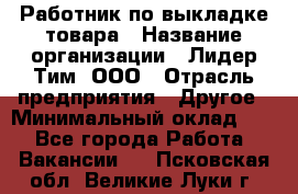 Работник по выкладке товара › Название организации ­ Лидер Тим, ООО › Отрасль предприятия ­ Другое › Минимальный оклад ­ 1 - Все города Работа » Вакансии   . Псковская обл.,Великие Луки г.